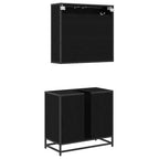 Juego de muebles de baño 2 pcs Roble Negro Madera de ingeniería