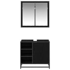 Juego de muebles de baño 2 pcs Roble Negro Madera de ingeniería