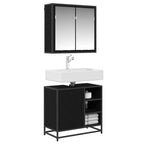 Juego de muebles de baño 2 pcs Roble Negro Madera de ingeniería