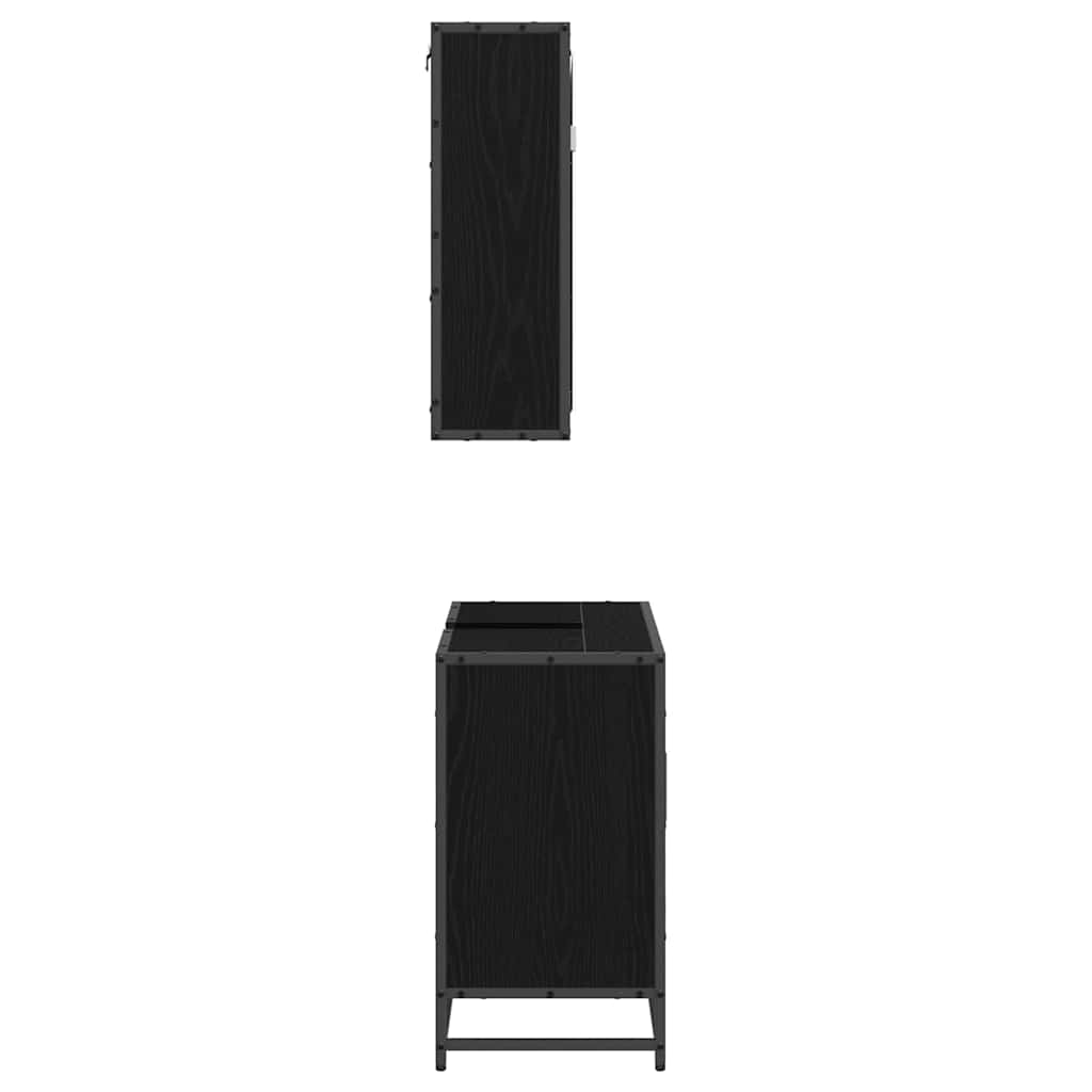 Juego de muebles de baño 2 pcs Roble Negro Madera de ingeniería