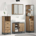 Juego de muebles de baño con cajón 3 pcs Roble artesanal