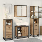 Juego de muebles de baño con cajón 3 pcs Roble artesanal