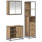 Juego de muebles de baño con cajón 3 pcs Roble artesanal