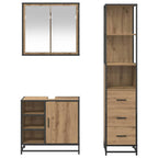 Juego de muebles de baño con cajón 3 pcs Roble artesanal