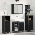 Juego de muebles de baño 3 pcs Roble Negro Madera de ingeniería