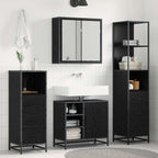 Juego de muebles de baño 3 pcs Roble Negro Madera de ingeniería