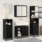 Juego de muebles de baño 3 pcs Roble Negro Madera de ingeniería