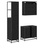 Juego de muebles de baño 3 pcs Roble Negro Madera de ingeniería