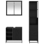 Juego de muebles de baño 3 pcs Roble Negro Madera de ingeniería
