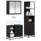 Juego de muebles de baño 3 pcs Roble Negro Madera de ingeniería