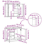 Juego de muebles de baño 3 pcs Roble Negro Madera de ingeniería