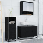 Juego de muebles de baño 3 pcs Roble Negro Madera de ingeniería