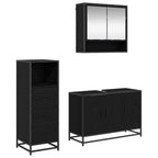 Juego de muebles de baño 3 pcs Roble Negro Madera de ingeniería