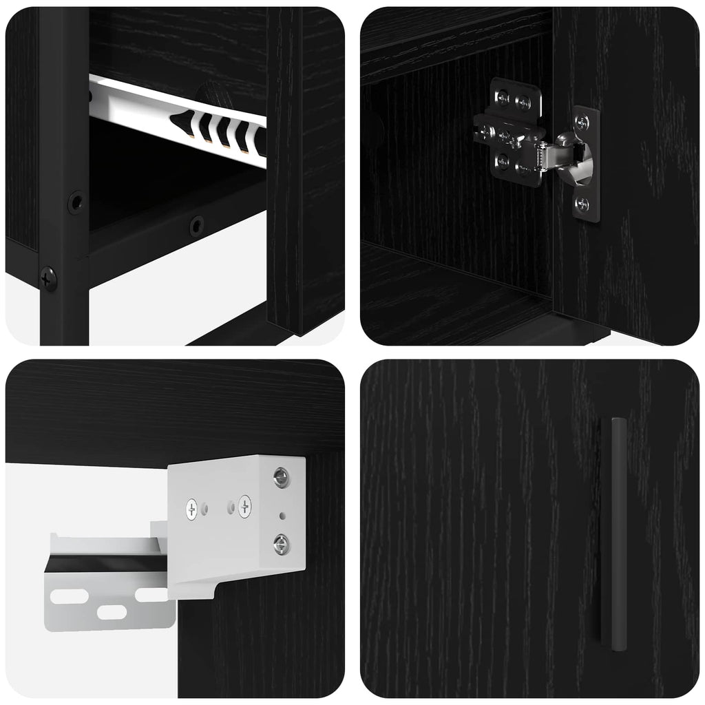Juego de muebles de baño 3 pcs Roble Negro Madera de ingeniería
