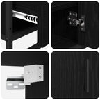Juego de muebles de baño 3 pcs Roble Negro Madera de ingeniería