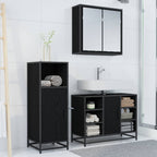 Juego de muebles de baño 3 pcs Roble Negro Madera de ingeniería