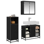 Juego de muebles de baño 3 pcs Roble Negro Madera de ingeniería