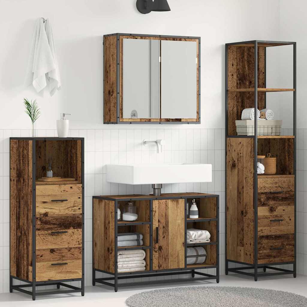 Juego de muebles de baño con cajón 2 pcs Roble artesanal