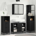 Juego de muebles de baño 3 pcs Roble Negro Madera de ingeniería
