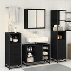 Juego de muebles de baño 3 pcs Roble Negro Madera de ingeniería