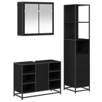 Juego de muebles de baño 3 pcs Roble Negro Madera de ingeniería