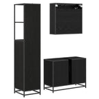 Juego de muebles de baño 3 pcs Roble Negro Madera de ingeniería