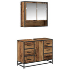 Juego de muebles de baño con cajón 2 pcs Madera envejecida