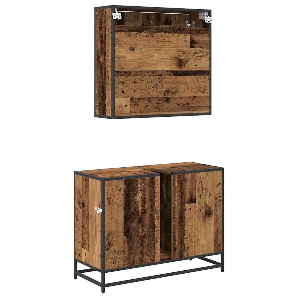 Juego de muebles de baño con cajón 2 pcs Madera envejecida
