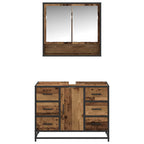 Juego de muebles de baño con cajón 2 pcs Madera envejecida