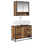 Juego de muebles de baño con cajón 2 pcs Madera envejecida