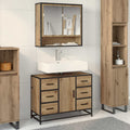 Juego de muebles de baño con cajón 2 pcs Roble artesanal