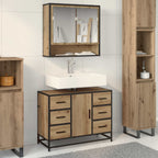 Juego de muebles de baño con cajón 2 pcs Roble artesanal