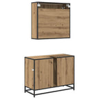 Juego de muebles de baño con cajón 2 pcs Roble artesanal