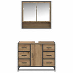 Juego de muebles de baño con cajón 2 pcs Roble artesanal