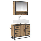 Juego de muebles de baño con cajón 2 pcs Roble artesanal