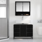 Juego de muebles de baño 2 pcs Roble Negro Madera de ingeniería