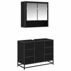 Juego de muebles de baño 2 pcs Roble Negro Madera de ingeniería