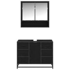 Juego de muebles de baño 2 pcs Roble Negro Madera de ingeniería