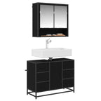Juego de muebles de baño 2 pcs Roble Negro Madera de ingeniería