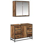 Juego de muebles de baño con cajón 2 pcs Madera envejecida