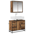 Juego de muebles de baño con cajón 2 pcs Madera envejecida