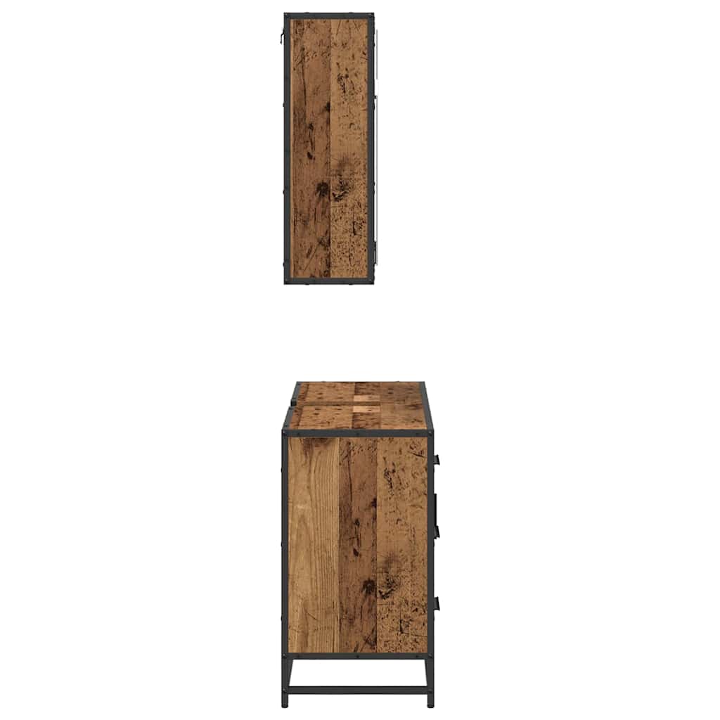 Juego de muebles de baño con cajón 2 pcs Madera envejecida