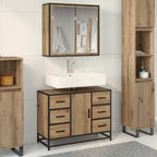 Juego de muebles de baño con cajón 2 pcs Roble artesanal