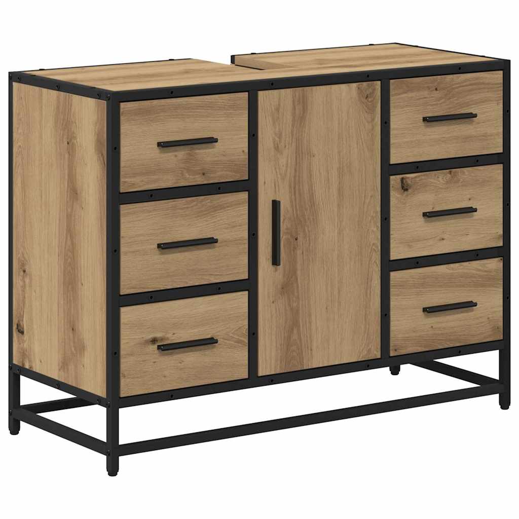 Juego de muebles de baño con cajón 2 pcs Roble artesanal