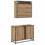 Juego de muebles de baño con cajón 2 pcs Roble artesanal