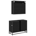 Juego de muebles de baño 2 pcs Roble Negro Madera de ingeniería
