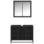Juego de muebles de baño 2 pcs Roble Negro Madera de ingeniería