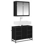 Juego de muebles de baño 2 pcs Roble Negro Madera de ingeniería