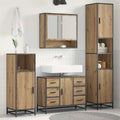 Juego de muebles de baño con cajón 4 pcs Roble artesanal