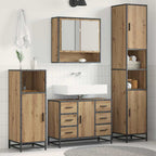 Juego de muebles de baño con cajón 4 pcs Roble artesanal